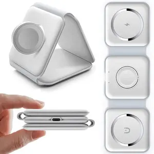 Carregador magnético sem fio dobrável 3 em 1, carregador wireless para apple dispositivo 15w, carregamento rápido para iphone, apple watch airpods