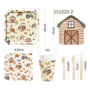 DAMAI Decoración para Fiesta de Cumpleaños con Temática de Granja, con Platos, Vasos y Servilletas Desechables de Papel para Fiesta, Juego de Vajilla - Product Image 5