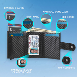 Fermasoldi in fibra di carbonio sottile durevole di grande capacità automatico Pop portafoglio porta carte di credito RFID blocco metallo porta carte - Product Image 4