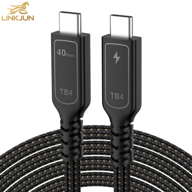A375 Thunderbolt 4 Cable 40G Male-to-Male 100W Fast Charging 8K PVC Twisted Pairs Nickel-Plated USB Type-C Cable for Microphone