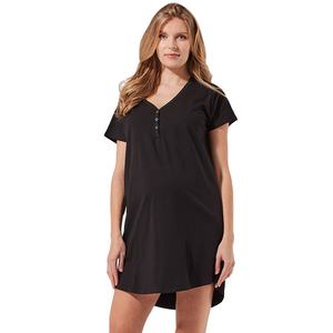 Chemise de nuit de maternité en coton biologique, à manches courtes, pyjama de maternité, vêtements de grossesse durables - Product Image 1