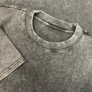 เสื้อยืดฟอกสีแบบวินเทจสำหรับผู้ชายเสื้อยืดสีดำโอเวอร์ไซส์ - Product Image 3