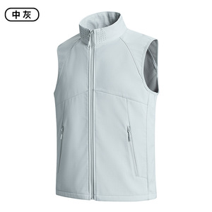 <strong>Men</strong> Women Cross Grid <strong>Fleece</strong> Lined High Stretch Vest Waterproof Outdoor Sports Casual Stand Collar <strong>Gilet</strong> Customizable - Product Image 6