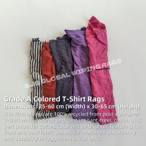 Trapos de Algodón de Desecho de Colores Mezclados de 10 kg, Trapos de Camisetas Recicladas para Uso Industrial, Trapos Mixtos 100% Algodón - Product Image 2