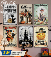 Plakat Dekorasi Grosir Hadiah Festival Musiman Lukisan Seni Dinding Kustom Vintage Tanda Halloween Logam Poster Kaleng untuk Rumah Bar Klub