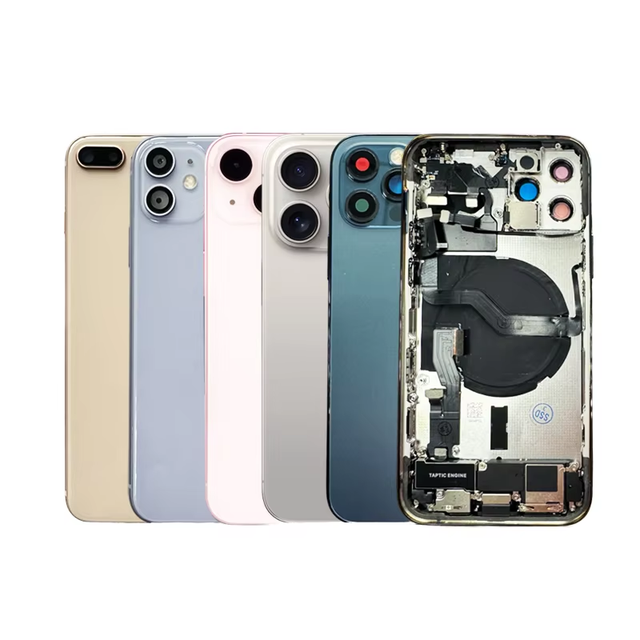 Back Housing with Flex for iPhone 8G/X/11/12/13/13 /14/15 Pro PM Replacement Back Glass Rear Door Chassis Full Middle Frame