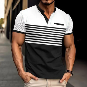 Camiseta Polo para <span class=keywords><strong>Hombre</strong></span>, Estilo Básico, Cómoda, Transpirable, a Rayas, Europea, Personalizable al por Mayor, 2026 - Product Image 4