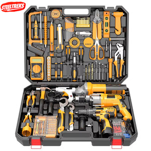 Ensemble d'outils de quincaillerie Steeltreks 182 pièces, perceuse sans fil combinée, clés manuelles, boîte à outils, outil électrique SC H - Product Image 1