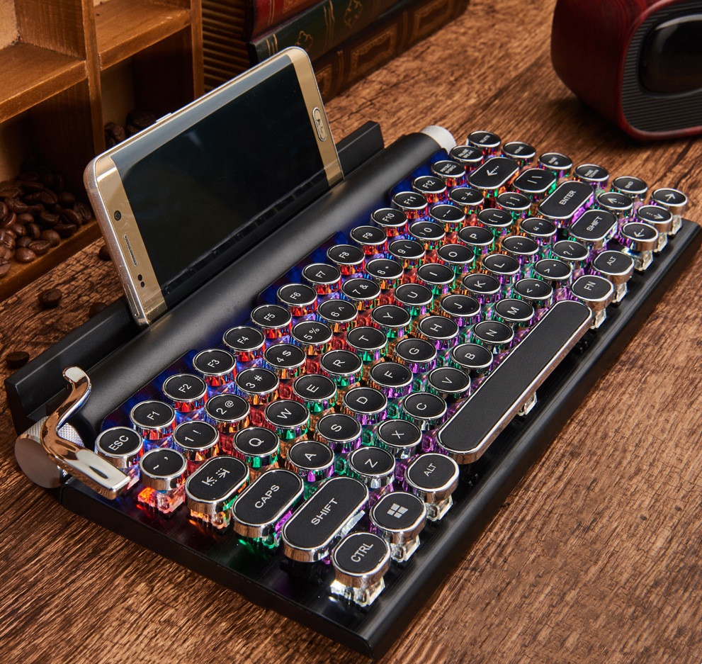 Biumart 2022 Новое поступление панк точка пишущая машина клавиатура Креативный дизайн винтажная игровая механическая клавиатура