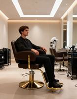 Chaise de salon en cuir haut de gamme professionnelle avec fonction de réglage en hauteur pour salons de beauté et salons de coiffure