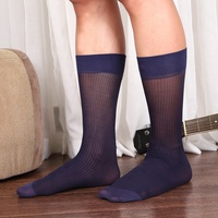 Vente en Gros de Chaussettes en Soie Ultra Minces en Nylon Transparent Robe d'Affaires Mi-mollet Chaussettes pour Hommes