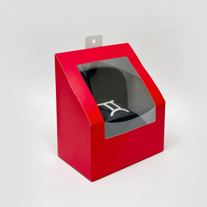 Caja de cartón plegable roja WELLP con ventana transparente para empaque de gorras de béisbol, caja de papel de 400 g/m² - Product Image 2