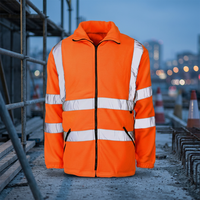 Uniforme de Trabajo Personalizado de Alta Visibilidad, Chaqueta con Cremallera de Poliéster Transpirable Fluorescente, Forro Polar para Hombre