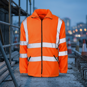 Vêtements de travail personnalisés, uniforme haute visibilité, veste zippée en polaire respirante en polyester fluorescent pour hommes - Product Image 3