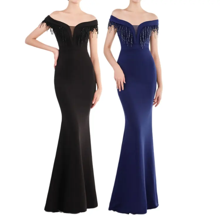 2022 robe women custom latest long maxi social plus size shoulderless formal party gala elegant gown evening dress