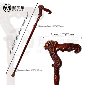 Bâtons <span class=keywords><strong>de</strong></span> <span class=keywords><strong>marche</strong></span> en bois <span class=keywords><strong>de</strong></span> hêtre allemand <span class=keywords><strong>de</strong></span> luxe, tête <span class=keywords><strong>de</strong></span> lion, 95 cm, rétro, détachables, élégants et à la mode pour hommes et femmes - Product Image 4