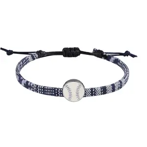 Baseball Voetbal Basketbal Volleybal Handgemaakte Stof Armbanden Gevlochten Boho Lichtmetalen Charm Armband