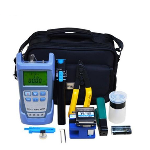 FTTH Fiber Optic Toolkit Fiber Optic Power Meter 30MW and Visual Fault Locator and Cable Cutter Stripper FC-6S Fiber Cleaver