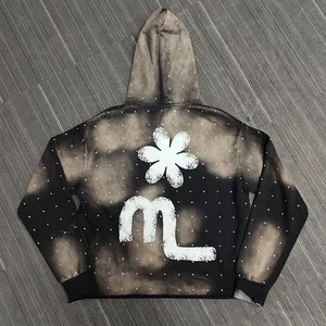 Sweat-shirt à capuche personnalisé sans mâchoire avec strass imprimé