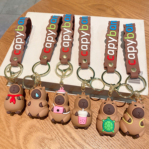 QYS Capybara 3D Cartoon <b>Keychain</b> Plastic Pendant With Drink Charm Backpack Bag Accessory - Product Image 6
