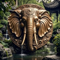 Grand décor animalier personnalisé vendu en laiton coulé classique tête d'animal statue géante en bronze tête d'éléphant sculpture murale pour musée