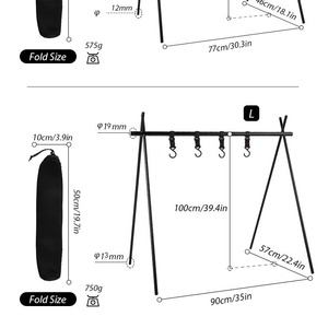 Étagère de rangement pliable pour le camping en plein air, 95.5x57x100cm, porte-vêtements pliable en alliage d'aluminium pour le jardin et les voyages - Product Image 5