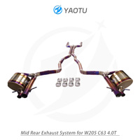 Système d'échappement intermédiaire à soupapes en titane YT, double sortie latérale quadruple, finition brûlée violette pour Mercedes Benz AMG C63 W205 4.0T