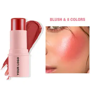 LOW MOQ Customization 8 color Blush Makeup Blush Stick Blush Private Label For White Black Pink 3 Color Stick Choose