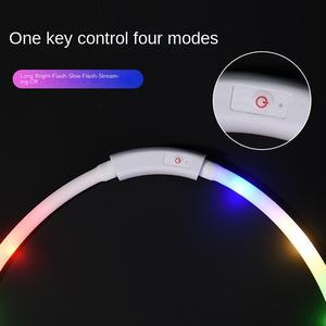 USB قابلة لإعادة الشحن سيليكون LED Pet طوق متوهج 4 وضع الإضاءة Cuttable 6-8h بطارية متعددة الألوان عاكس للماء الكلب الحيوان - Product Image 4
