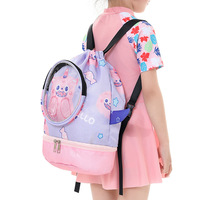 Sac à dos de natation unisexe léger et imperméable avec cordon de serrage, motif crocodile et petits animaux, design mignon avec ailes et queues, en polyester
