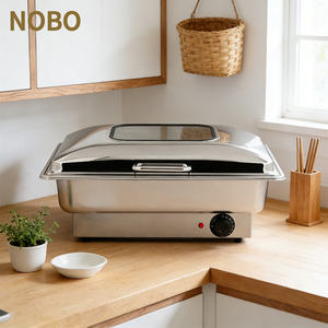 Set di Chafing Dish <span class=keywords><strong>Elettrico</strong></span> Rettangolare da 9L per Buffet, Espositore per Alimenti, Set di Scaldavivande di Lusso per Catering - Product Image 3