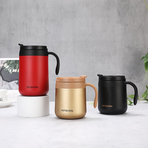 Custom Logo Laser Insulated 304 Stainless Steel <b>Ceramic</b> Office Coffee Mug with Handle Lid for Business Gifts Factory Price - Product Image 3