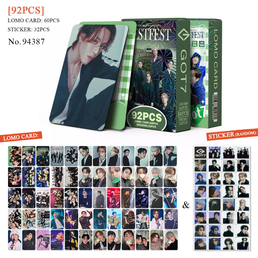 KPOP 92Pcs/Box GOT7 WINTER HEPTAGON Album Lomo Cards Stickers Mark
