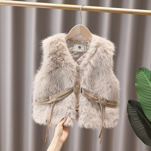 Chaleco de Pelo Sintético para Bebé Niña, Estilo Coreano, Informal, para Primavera y Otoño, Prenda Exterior para Niños - Product Image 2