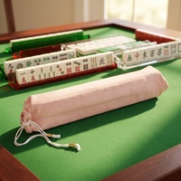 Ensemble de Mahjong américain portable avec logo personnalisé, étui de protection pour les tuiles, support de Mahjong, sac à cordon