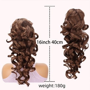 16 pollici di coda di cavallo extension Claw Clip con coulisse falso a <span class=keywords><strong>codino</strong></span> riccio ondulato coda sintetica parrucchino Pony capelli attaccati per le donne - Product Image 4