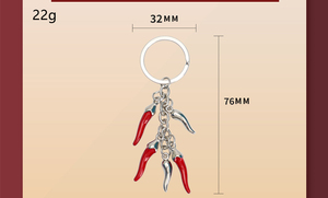 Llavero de Chile <span class=keywords><strong>Rojo</strong></span> de Aleación de Zinc, Recuerdo Turístico de Italia, Llavero de Chile <span class=keywords><strong>Rojo</strong></span> en 3D para la Buena Suerte - Product Image 3