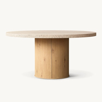 Meubles de restaurant de luxe modernes, table ronde en bois avec base en piédestal