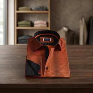 Orange Black French Cuff Casual Shirt High Quality 100% Cotton Formal - Product Image 3
