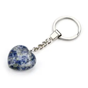 Porte-clés avec cœur en pierre précieuse, accessoire en cristal Quartz, pierre précieuse, Chakra, cadeau Souvenir, nouveau,