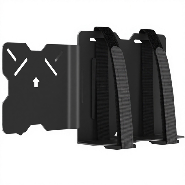 Universal Small Device VESA Mount with Adjustable Strap for Computers Modems Mini PCs & Back Monitors-Black Screws Kit