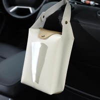 Boîte à mouchoirs murale en cuir PU de luxe léger avec couvercle à sangle extractible, polyvalente pour salle de bain, chambre, salon et voiture