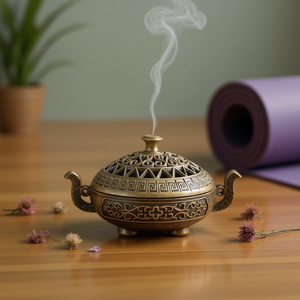 Retro Metal <b>Incense</b> <b>Burner</b> Aromatherapy Diffuser For Yoga Meditation <b>Chinese</b> Style D0100XU4KKA - Product Image 2