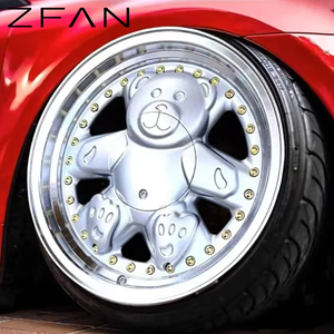 Nouvelles jantes de voiture en alliage d'aluminium moulé, design concave blanc, 15 pouces, <span class=keywords><strong>100</strong></span> PCD, motif ours en peluche mignon, jantes de luxe personnalisées - Product Image 3
