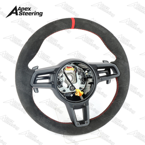 Volante de Alcantara con levas de cambio para Porsche 718 997 911 Panamera Cayman Cayenne 955 <span class=keywords><strong>Macan</strong></span> Taycan 991 991.3, en stock en EE. UU. - Product Image 3