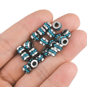 Rhinestone Tube Bead | 18K PVD Stainless Steel Large Hole <b>Spacer</b> Bead for DIY Bracelet Necklace Jewelry Making Accessories - Product Image 5