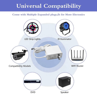 Adaptateur d'alimentation de remplacement 36W 12V 3A avec 8 connecteurs CC multi-tailles et gestion de câbles optimisée pour la maison et le bureau