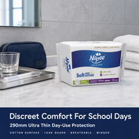 Serviette hygiénique ultra-fine Napee avec ailettes 290 mm pour usage diurne, protection anti-fuites, coton respirant, jetable, vente en gros OEM