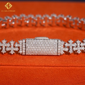 Lab Grown Diamond Bracelet Popular 8.5mm Cross Cuban <b>Chain</b> Cuban Link <b>Chain</b> Necklace Bracelet Men <b>Iced</b> <b>Out</b> Diamond 925 - Product Image 2