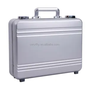 Color plata brillante aleación de aluminio puro portátil ligero y a prueba de golpes documento personalizado bolsillo interior maletín de aluminio duro